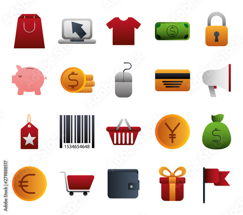 bundle of business colorful set icons