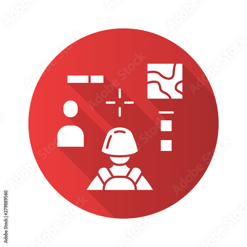 3d shooter flat design long shadow glyph icon. Virtual video game. Online multiplayer. Battle royale. Cybersport, esport competition, mission. Computer game interface. Vector silhouette illustration