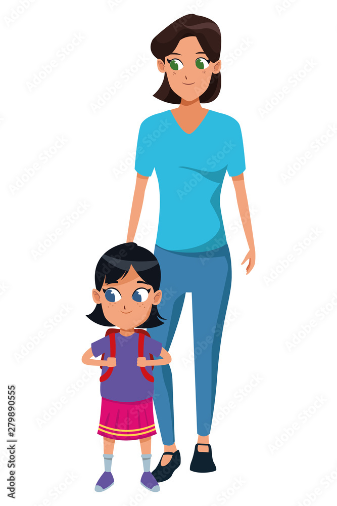 Family single mother with kid Family single mother with kid