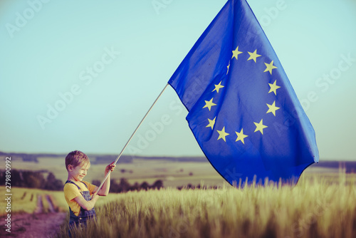 A little boy with the European Union flag