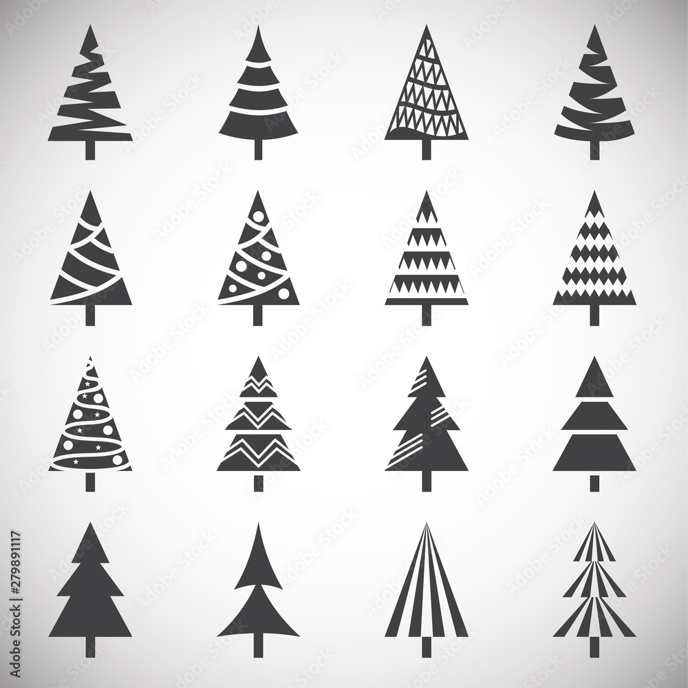 Obraz premium Christmas tree icons set on background for graphic and web design. Simple illustration. Internet concept symbol for website button or mobile app.