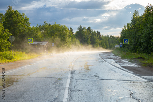 bus stop after storm