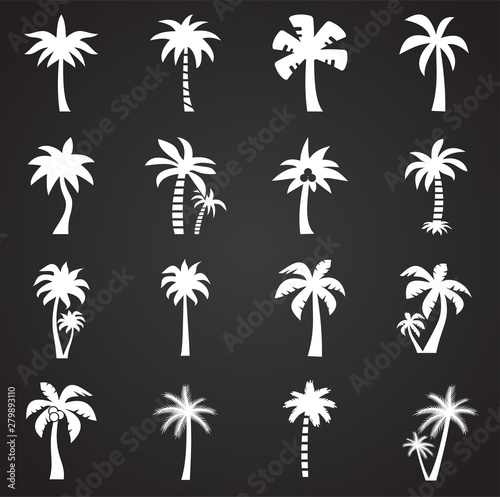 Palm tree related icon set on background for graphic and web design. Simple illustration. Internet concept symbol for website button or mobile app. © Andre