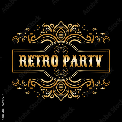 Retro party card,1920s style art deco frame, vintage ornament, twenties, vector illustration