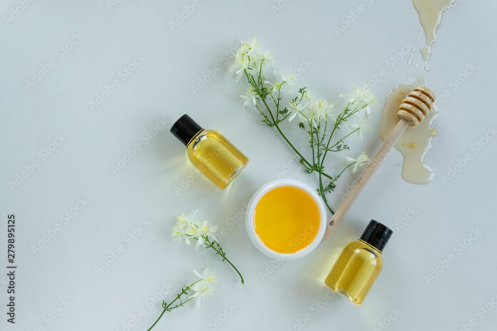 Skin care products with extract of honey and wild flowers. Healthy organic remedy, superfood for the skin. Skin care products with extract of honey and wild flowers. Healthy organic remedy, superfood for the skin.
