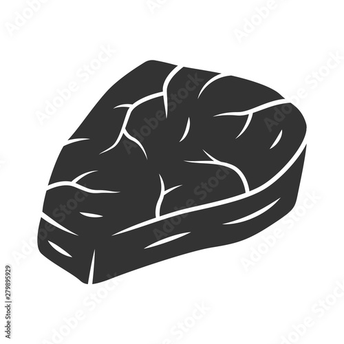 Meat steak glyph icon. Carnivore and high protein diet. Silhouette symbol. Raw beef slice, roasted pork piece for barbecue. Negative space. Zero carb, animal product vector isolated illustration