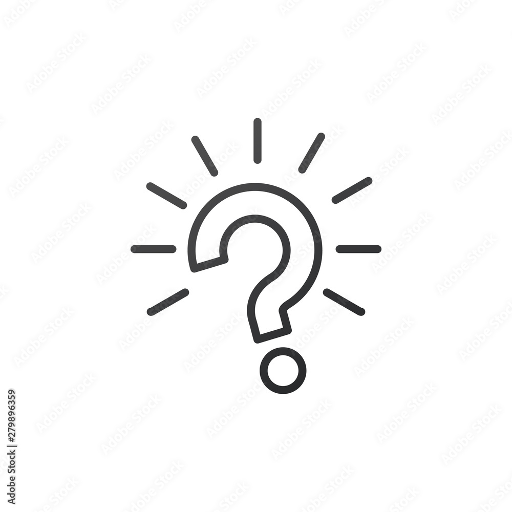 Outline question mark with rays burst icon vector illustration on white background Outline question mark with rays burst icon vector illustration on white background