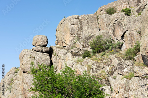 Photo of a beautiful highlands. Mountains and trees