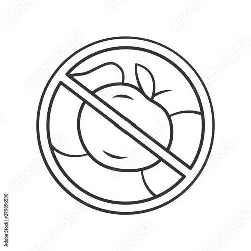 No fruit diet linear icon. High fiber and vitamin product. Thin line illustration. Fructose and glucose free food. Contour symbol. Keto diet vector isolated outline drawing. Editable stroke