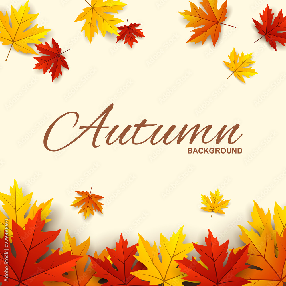Frame with red, orange and yellow autumn leaves, vector illustration Frame with red, orange and yellow autumn leaves, vector illustration