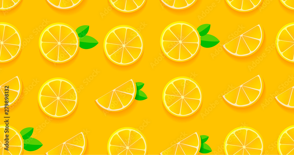 Orange slices seamless pattern, modern plat graphic for fabric or packege design
