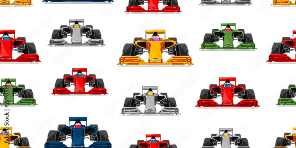 Racing Color Pattern Sport car seamless pattern, modern racing cars front view repeated ...