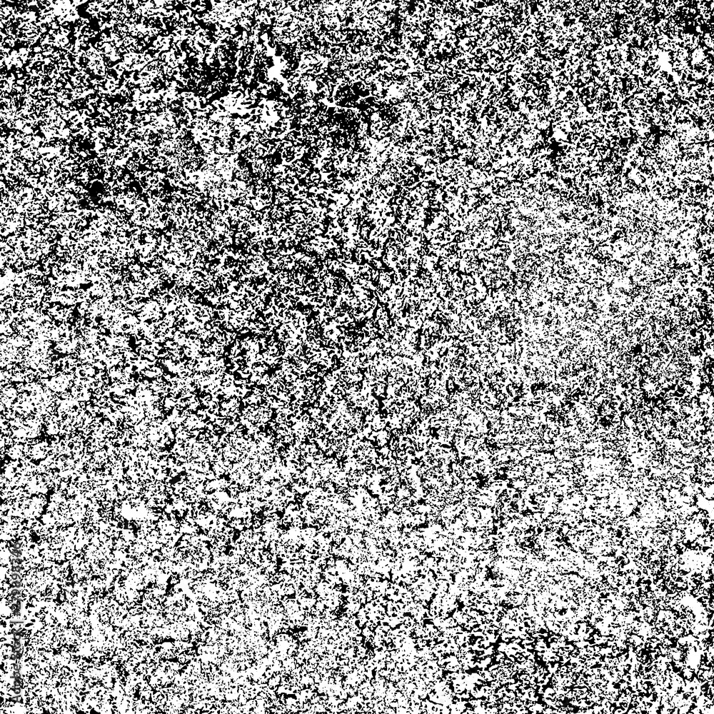 Grim grunge background black and white. Vector texture of cracks. Monochrome dirty surface. Vintage old pattern chipping.