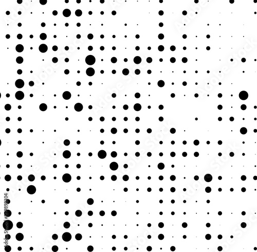 Texture of black dots on white background. Monochrome halftone comic.