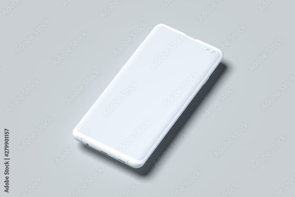 White Mobile phone with blank screen isolated on white background. 3d rendering. White Mobile phone with blank screen isolated on white background. 3d rendering.