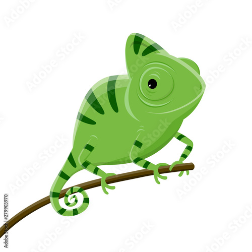 Fototapeta Naklejka Na Ścianę i Meble -  cartoon illustration of a green chameleon