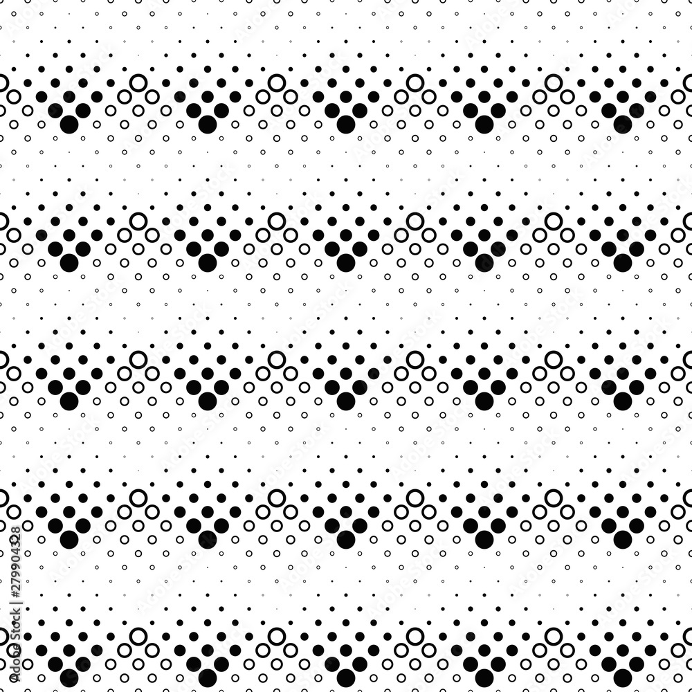 Geometrical seamless black white circle pattern background design - monochrome vector graphic from dots and circles