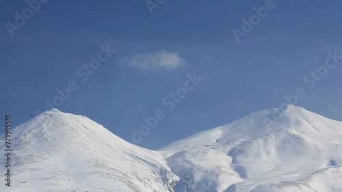 Biei Fuji and Mount Biei in winter, Daisetsuzan National Park, Japan photo