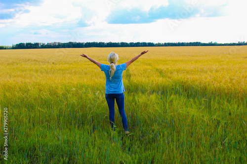 beautiful woman on a wheat field in summer © Elena Bondareva