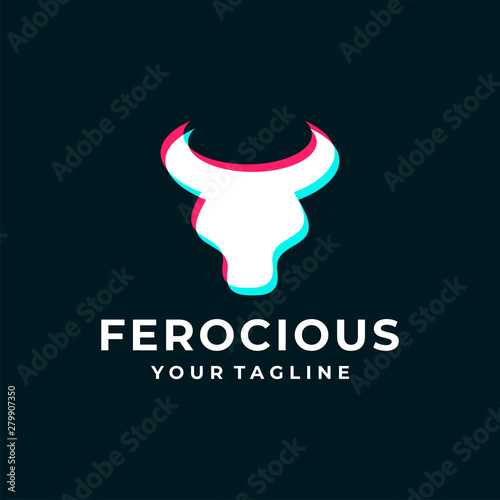 Bull overlapping logo and icon design vector.