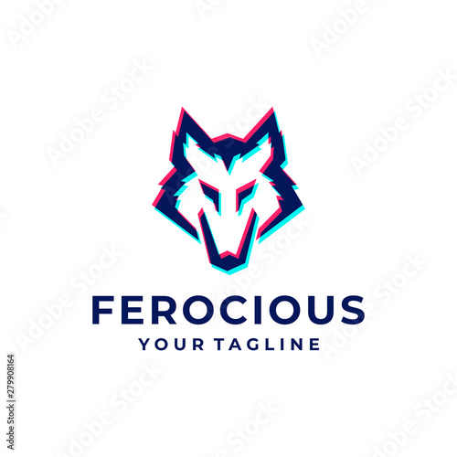 Foto Wolf overlapping logo and icon design vector.