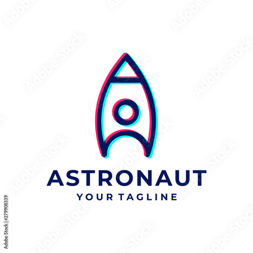 Rocket astronaut overlapping logo and icon design vector.