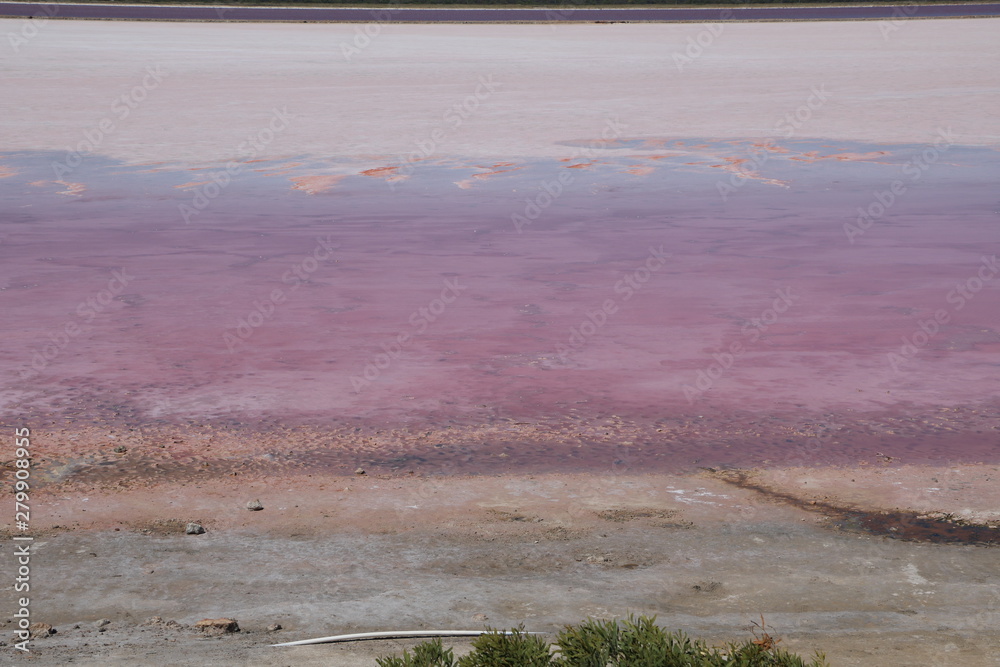 Hutt Lagoon or Pink Lake in Western Australia, Oceania