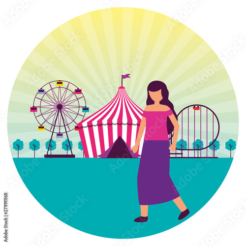 woman festival fun fair event amusement park
