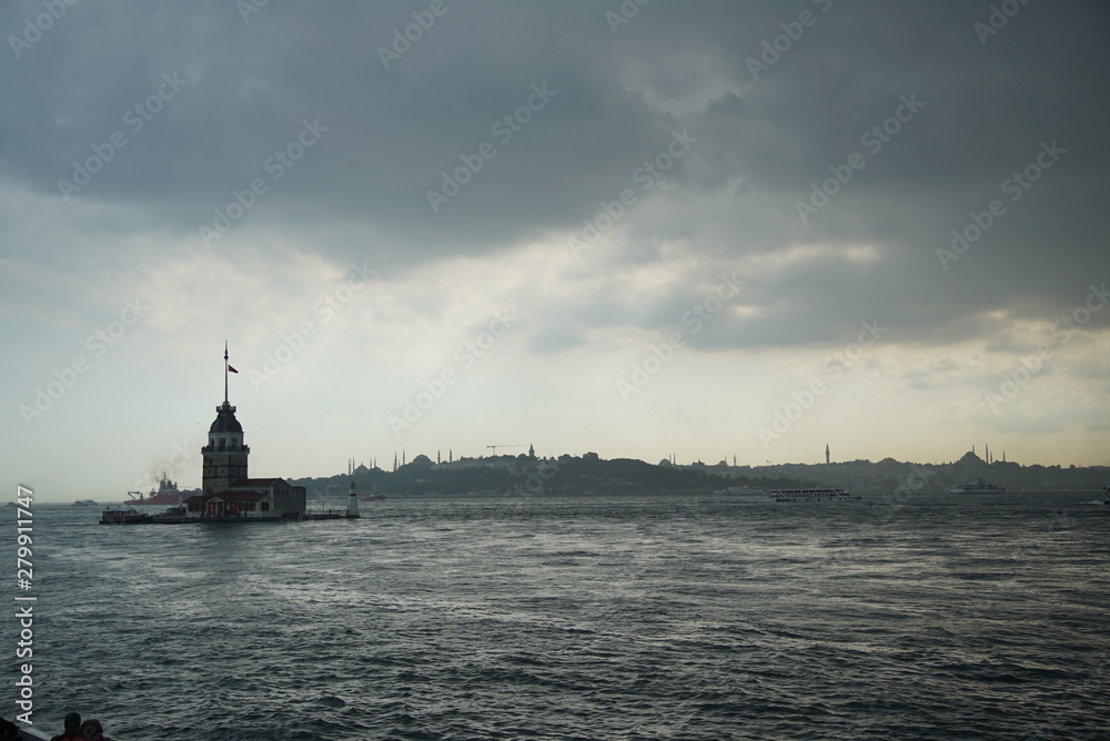 istanbul uskudar; Maiden's Tower and Bosphorus view istanbul uskudar; Maiden's Tower and Bosphorus view