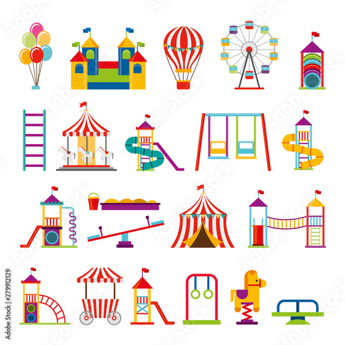 bundle of set amusement park icons