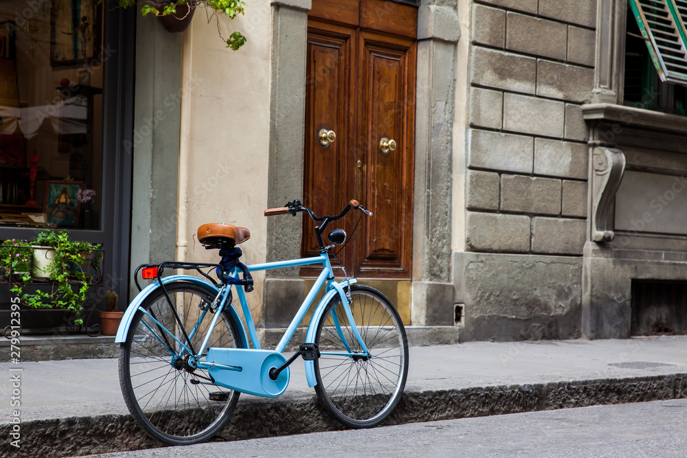 Bicycle parked at the beautiful streets of Florence old city