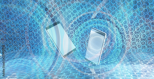 mobile phone on creative mo...