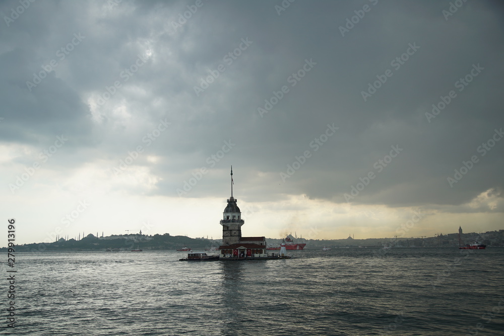 istanbul uskudar; Maiden's Tower and Bosphorus view