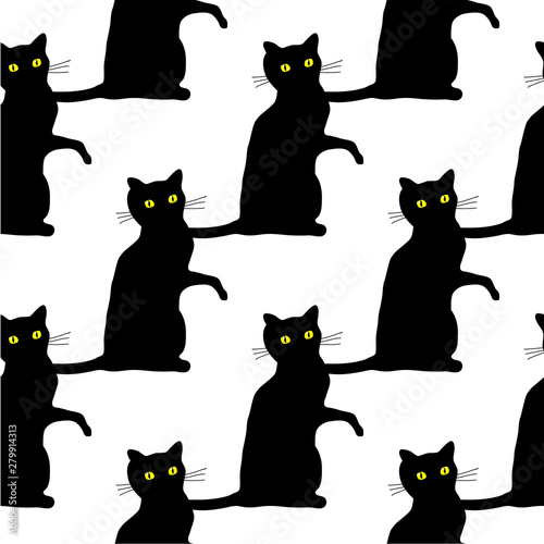 Fototapeta Naklejka Na Ścianę i Meble -  Halloween cats pattern