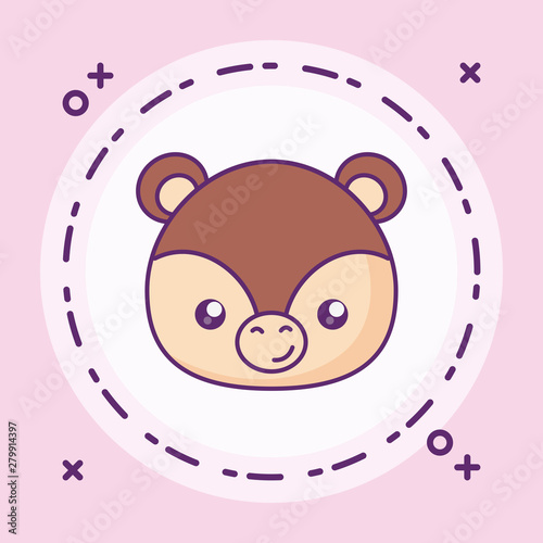 head of cute little bear baby in frame circular