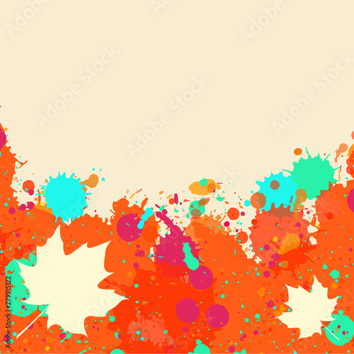 Fototapeta Naklejka Na Ścianę i Meble -  Watercolor autumn frame