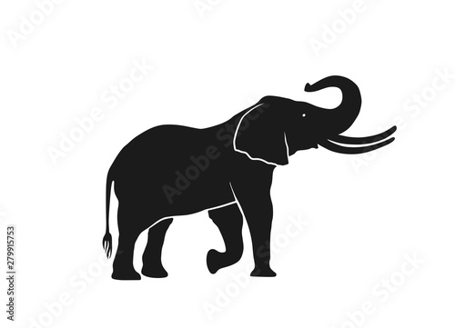 elephant silhouette side view. isolated vector image of wild animal