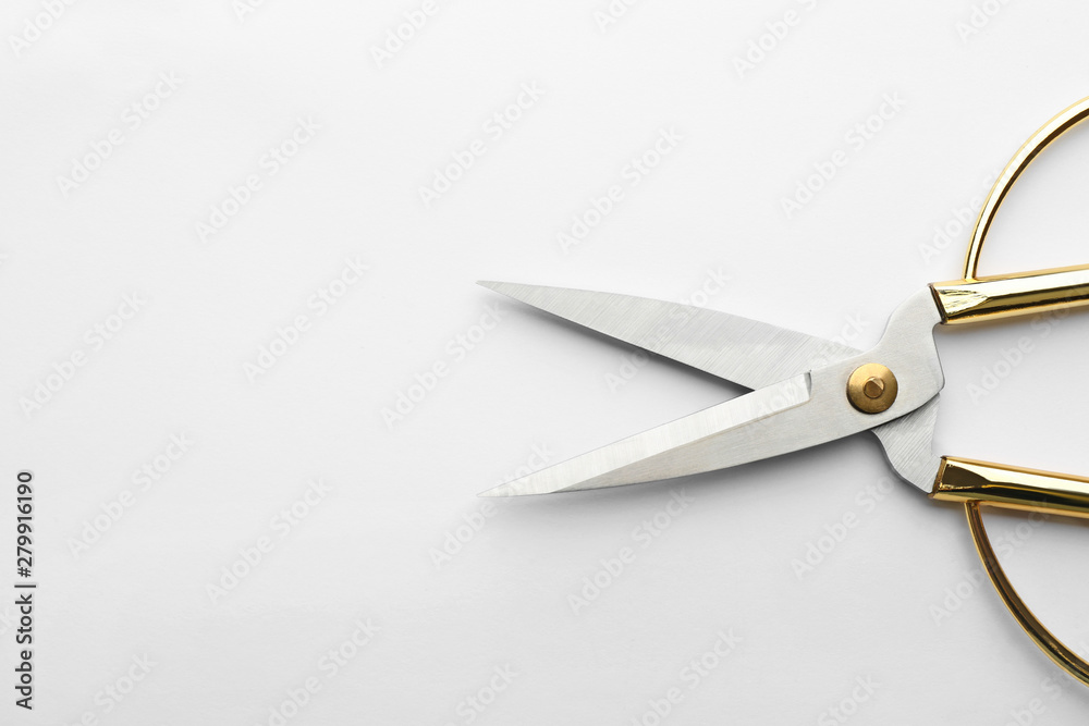 Pair of sharp scissors on white background Pair of sharp scissors on white background