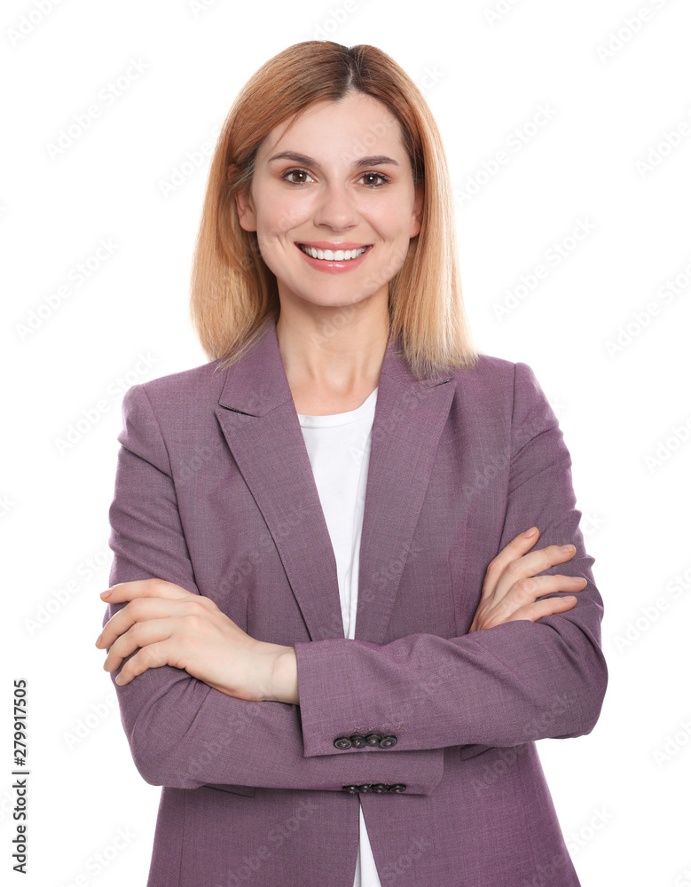 Portrait of woman with beautiful face on white background Portrait of woman with beautiful face on white background