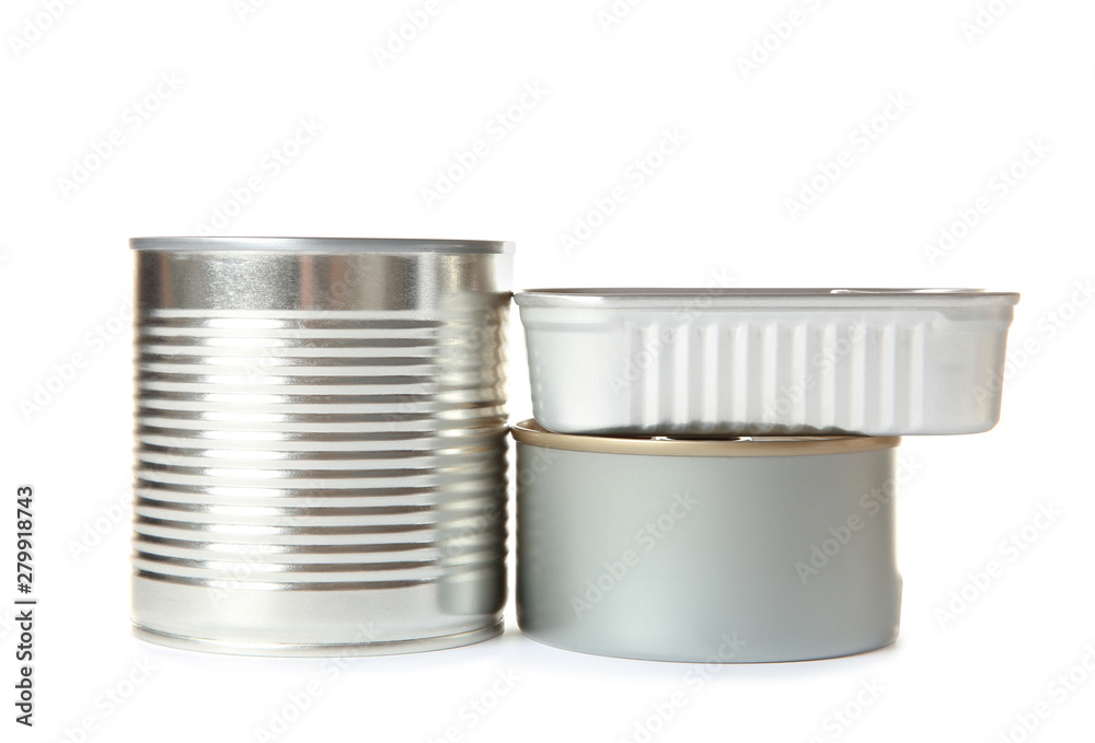 Group of tin cans isolated on white Group of tin cans isolated on white
