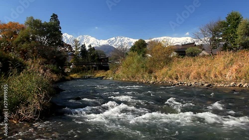 Flowing stream in autumn scenery photo