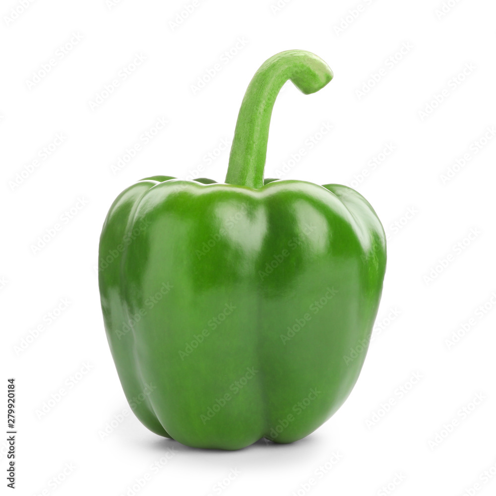 Ripe green bell pepper on white background Ripe green bell pepper on white background
