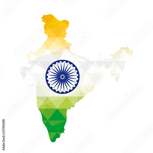 pattern of flag patriotic indian in shape map with ashoka chakra