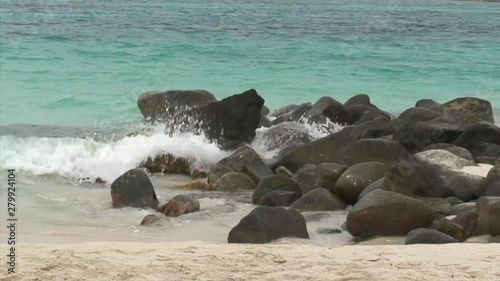Crashing Waves on Rocky Beach