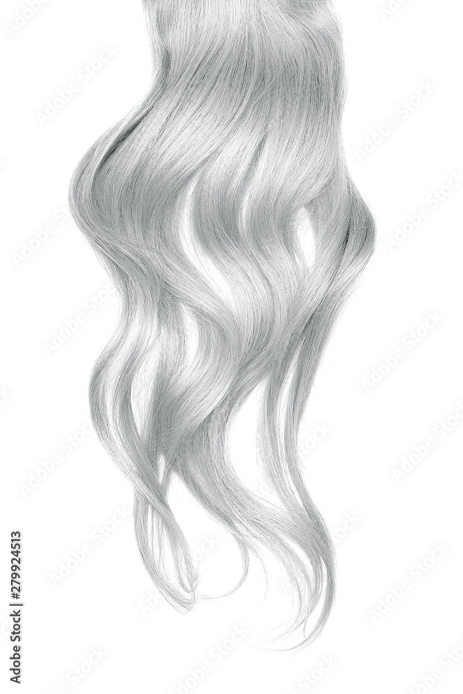 Gray wavy hair isolated on white background