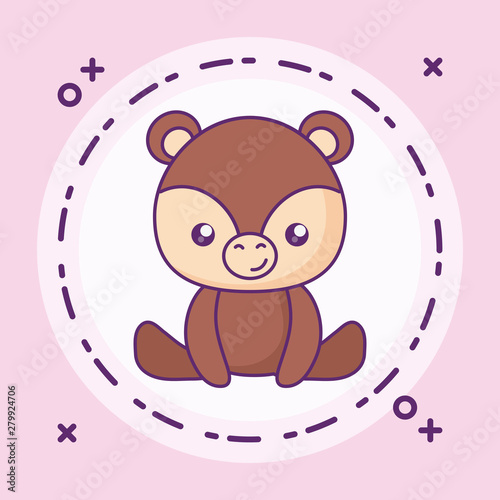 cute little bear baby in frame circular