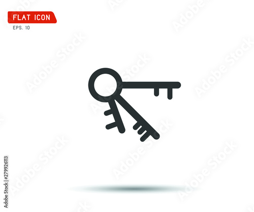 Fototapeta Naklejka Na Ścianę i Meble -  Key Icon flat, logo classic style, vector illustration