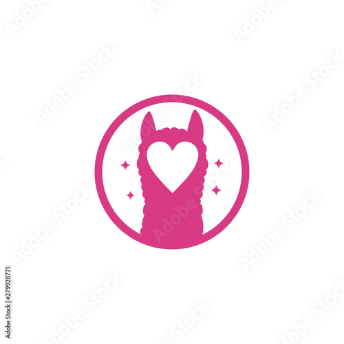 alpaca love logo icon vector template