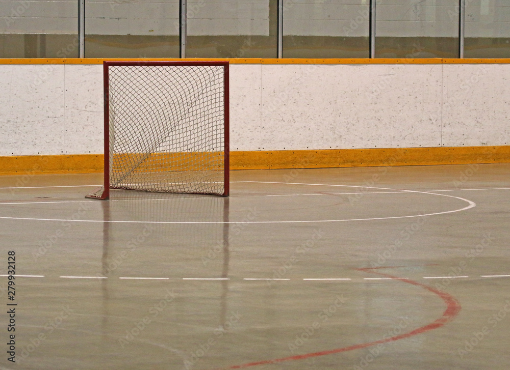 A Lacrosse net sitting in an empty box.