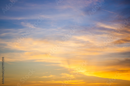 Wonderful color in the sky during the sunrise close up.  Sky background with cool and warm color tone. © DG PhotoStock